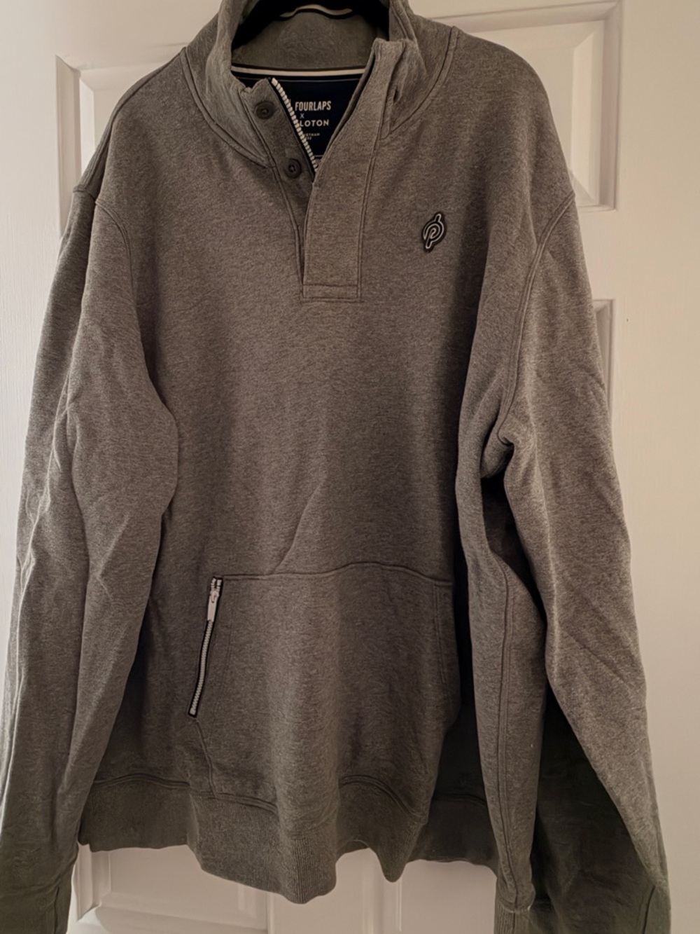 Peloton x Fourlaps Mens Gray Quarter-Zip Pullover Hoodie
